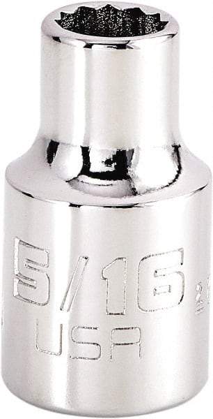 Proto - 5/16", 3/8" Drive, Intermediate Hand Socket - 12 Points, 1-15/64" OAL, Steel, Full Polish Finish - Strong Tooling