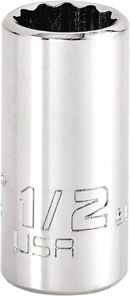 Proto - 1/2", 3/8" Drive, Intermediate Hand Socket - 12 Points, 1-15/64" OAL, Steel, Full Polish Finish - Strong Tooling