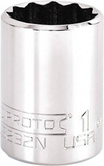 Proto - 1", 3/8" Drive, Intermediate Hand Socket - 12 Points, 1-47/64" OAL, Steel, Full Polish Finish - Strong Tooling