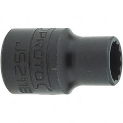 Proto - 11/32", 3/8" Drive, Intermediate Hand Socket - 12 Points, 1-7/64" OAL, Steel, Black Finish - Strong Tooling