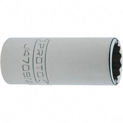 Proto - 1/4" Drive, Intermediate Hand Socket - 12 Points, 1-17/64" OAL, Steel, Full Polish Finish - Strong Tooling