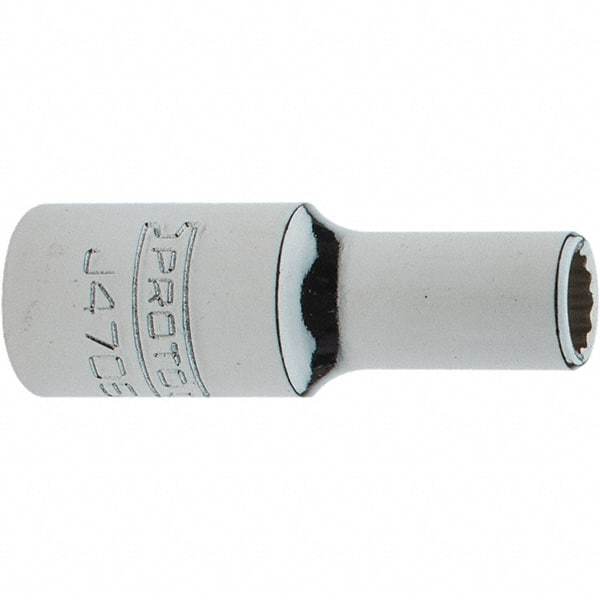 Proto - 1/4" Drive, Intermediate Hand Socket - 12 Points, 1-17/64" OAL, Steel, Full Polish Finish - Strong Tooling