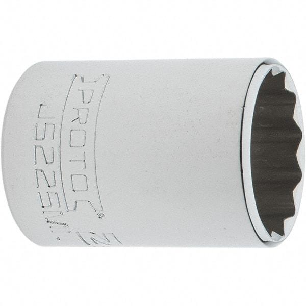 Proto - 3/8" Drive, Intermediate Hand Socket - 12 Points, 1-25/32" OAL, Steel, Full Polish Finish - Strong Tooling