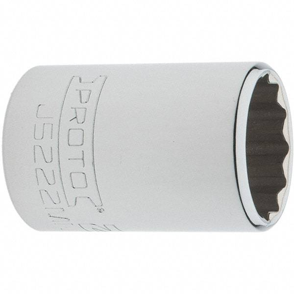 Proto - 3/8" Drive, Intermediate Hand Socket - 12 Points, 1-25/32" OAL, Steel, Full Polish Finish - Strong Tooling