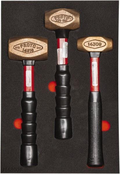 Proto - 3 Piece, 2-5/8, 1-1/2, 1 Lb Head Weight, Dead Blow Hammer Set - 12" OAL, Fiberglass Handles - Strong Tooling