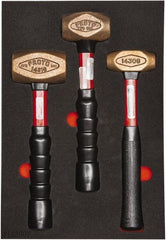 Proto - 3 Piece, 2-5/8, 1-1/2, 1 Lb Head Weight, Dead Blow Hammer Set - 12" OAL, Fiberglass Handles - Strong Tooling