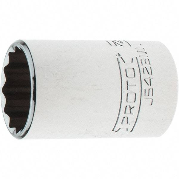 Proto - 1/2" Drive, Standard Hand Socket - 12 Points, 1-13/16" OAL, Steel, Chrome Finish - Strong Tooling