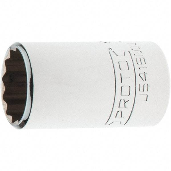 Proto - 1/2" Drive, Standard Hand Socket - 12 Points, 1-3/4" OAL, Steel, Chrome Finish - Strong Tooling