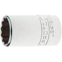 Proto - 1/2" Drive, Standard Hand Socket - 12 Points, 1-3/4" OAL, Steel, Chrome Finish - Strong Tooling