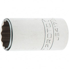 Proto - 1/2" Drive, Standard Hand Socket - 12 Points, 1-47/64" OAL, Steel, Chrome Finish - Strong Tooling