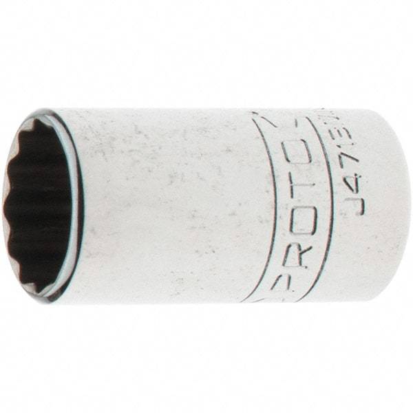 Proto - 1/4" Drive, Standard Hand Socket - 12 Points, 1-17/64" OAL, Steel, Chrome Finish - Strong Tooling