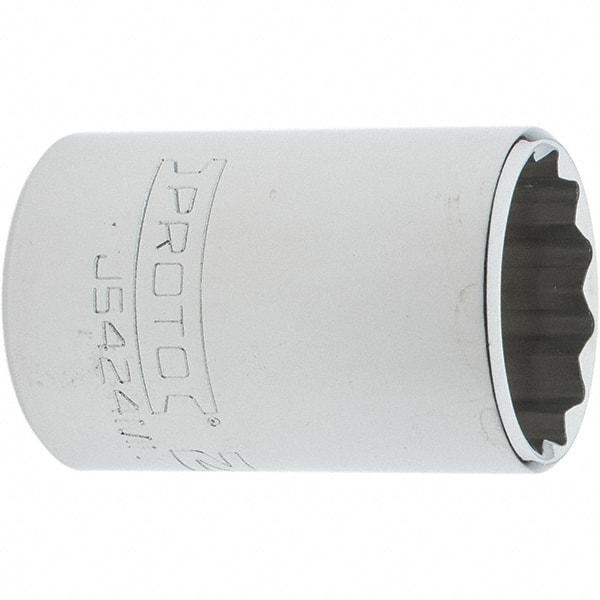 Proto - 1/2" Drive, Standard Hand Socket - 12 Points, 1-7/8" OAL, Steel, Chrome Finish - Strong Tooling