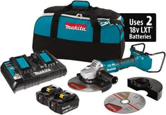 Makita - 9" Wheel Diam, 6,000 RPM, Cordless Angle & Disc Grinder - 5/8-11 Spindle, 18 Volts - Strong Tooling