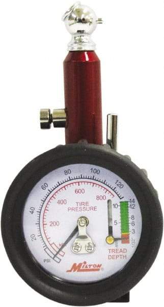 Milton - 0 to 120 psi Dial Ball Tire Pressure Gauge - 2 psi Resolution - Strong Tooling