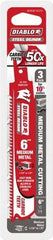 Freud - 6" Long x 1" Thick, Carbide Reciprocating Saw Blade - Straight Profile, 10 TPI, Toothed Edge, Tang Shank - Strong Tooling