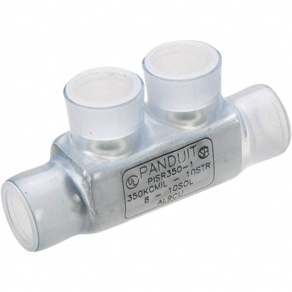 Panduit - 10 to 8 AWG Compatible, Vinyl Partially Insulated, Crimp-On Butt Splice Terminal - Aluminum Contacts, 2.38" OAL, Clear - Strong Tooling