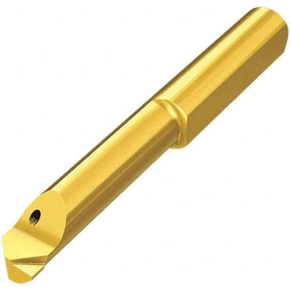 Iscar - 3mm Min Bore Diam, 0.05mm Max Bore Depth, 4mm Shank Diam, Corner Radius & Profile Boring Bar - 0.001" Corner Radius, Right Hand Cut, Solid Carbide, TiCrVN Finish - Exact Industrial Supply