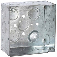 2.2 x 4 x 4″ Steel Square Device Box 2 Gangs, (16) 1/2, 3/4″ Knockouts