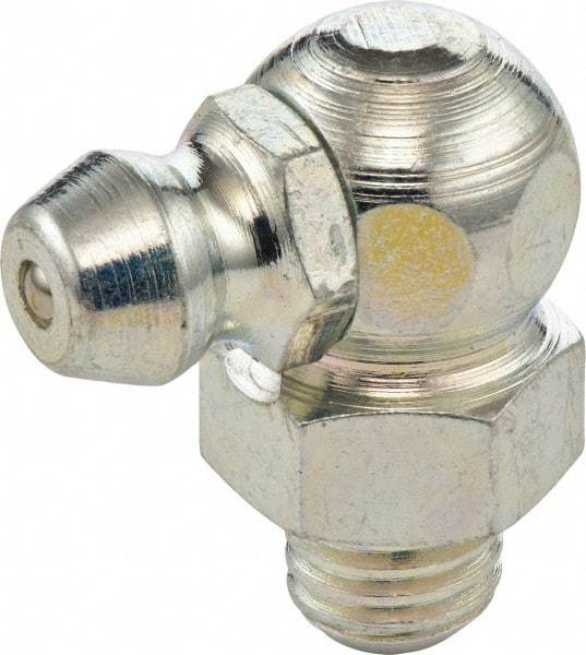 Umeta - 90° Head Angle, 1/4-28 SAE-LT Steel Standard Grease Fitting - 3/8" Hex, 3/4" Overall Height, Zinc Plated Finish - Strong Tooling