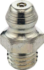 Umeta - Straight Head Angle, M8x1.25 Metric Stainless Steel Standard Grease Fitting - 9mm Hex, 15mm Overall Height, 5.5mm Shank Length - Strong Tooling