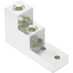 Panduit - 2 AWG Noninsulated Lug Connection Square Ring Terminal - 3/8" Stud, 4.91" OAL x 1-1/2" Wide, Tin Plated Aluminum Contact - Strong Tooling