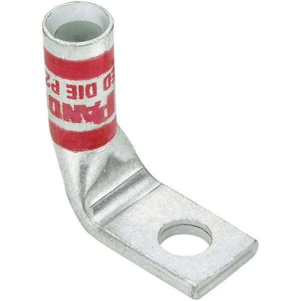 Panduit - 6 AWG Noninsulated Compression Connection Right Angle Ring Terminal - #10 Stud, 0.94" OAL x 0.45" Wide, Tin Plated Copper Contact - Strong Tooling