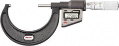 Starrett - 50.8 to 76 mm Range, 0.0001" Resolution, Standard Throat, Electronic Outside Micrometer - 0.0001" Accuracy, Friction Thimble, Micro Lapped Carbide Face, CR2450 Battery, Includes 3V Battery - Strong Tooling