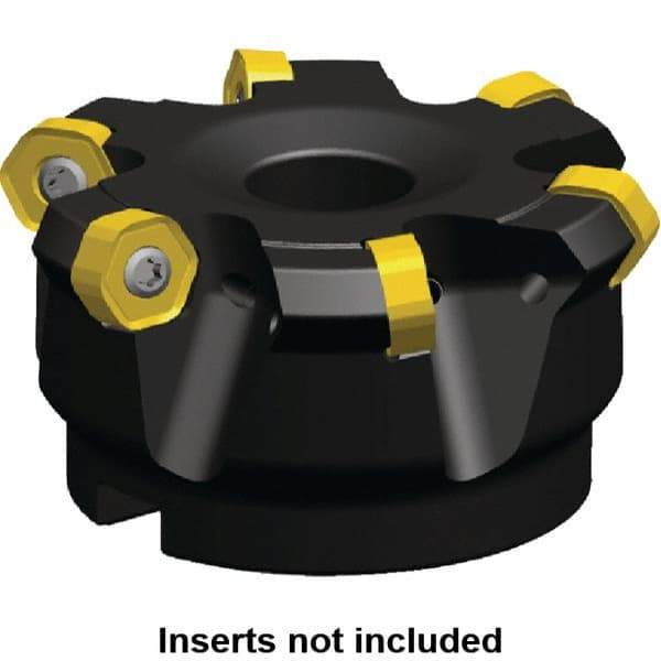 Kennametal - 46.13mm Cut Diam, 22mm Arbor Hole, 4.4mm Max Depth of Cut, 30° Indexable Chamfer & Angle Face Mill - 4 Inserts, HNGJ 0604... Insert, Right Hand Cut, 4 Flutes, Through Coolant, Series Dodeka Mini - Strong Tooling