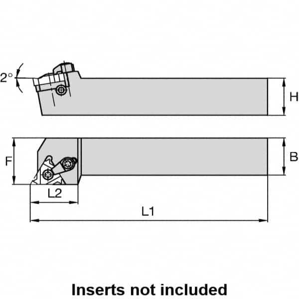 Kennametal - External Thread, Right Hand Cut, 32mm Shank Width x 32mm Shank Height Indexable Threading Toolholder - 170mm OAL, LT 16ER Insert Compatibility, LSS Toolholder, Series LT Threading - Strong Tooling