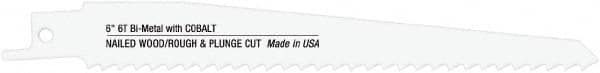 Disston - 12" Long x 3/4" Thick, Bi-Metal Reciprocating Saw Blade - Straight Profile, 6 TPI, Toothed Edge, Universal Shank - Strong Tooling