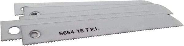 Disston - 4" Long x 1/2" Thick, Bi-Metal Reciprocating Saw Blade - Straight Profile, 18 TPI, Toothed Edge, Universal Shank - Strong Tooling