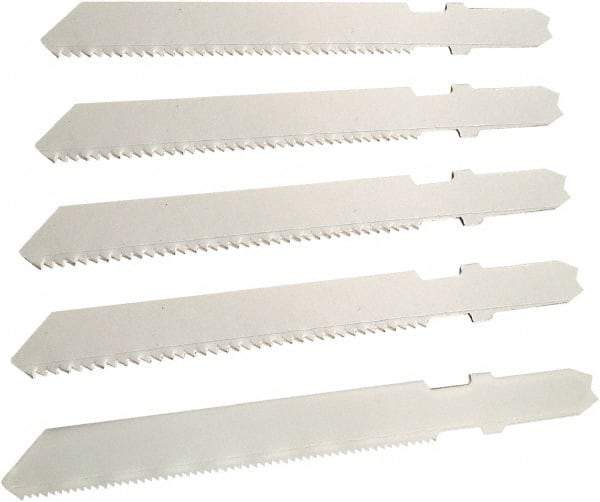 Disston - 5 Piece, 3" to 3" Long, 10-14 to 24 Teeth per Inch, Bi-Metal Jig Saw Blade Set - Toothed Edge, U-Shank - Strong Tooling