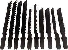 Disston - 10 Piece, 2-3/4" to 3-1/2" Long, 6 to 14 Teeth per Inch, High Speed Steel and Carbon Jig Saw Blade Set - Toothed Edge, U-Shank - Strong Tooling