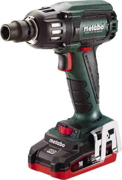 Metabo - 1/2" Drive 18 Volt Pistol Grip Cordless Impact Wrench & Ratchet - 2,150 RPM, 0 to 4,250 BPM, 295 Ft/Lb Torque, 2 Lithium-Ion Batteries Included - Strong Tooling