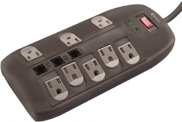 innovera - 8 Outlets, 120 Volts, 15 Amps, 6' Cord, Surge Power Outlet Strip - Floor Mount, 5-15R NEMA Configuration - Strong Tooling