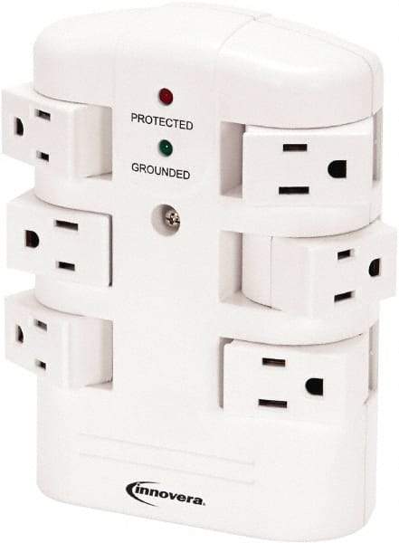 innovera - 6 Outlets, 120 Volts, 15 Amps, Surge Power Outlet Strip - Wall/Surface Mount, 5-15R NEMA Configuration - Strong Tooling