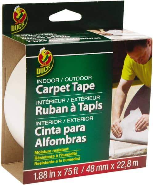 Duck - 1.88" x 25 Yd Rubber Adhesive Double Sided Tape - 6 mil Thick, White, Rubber Liner, Series DUC442062 - Strong Tooling