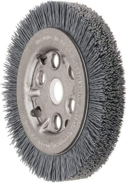 Weiler - 4-1/4" OD, 5/8" Arbor Hole, Crimped Nylon Wheel Brush - 3/4" Face Width, 5/8" Trim Length, 0.022" Filament Diam, 6,000 RPM - Strong Tooling