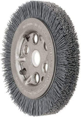 Weiler - 4-1/4" OD, 5/8" Arbor Hole, Crimped Nylon Wheel Brush - 3/4" Face Width, 5/8" Trim Length, 0.022" Filament Diam, 6,000 RPM - Strong Tooling