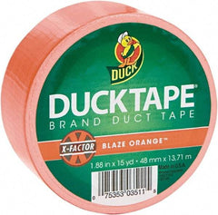 Duck - 1-7/8" x 15 Yds Orange Duct Tape - 9 mil, Rubber Adhesive, Vinyl Backing, 22 Lb/ln Tensile Strength, Series DUC - Strong Tooling