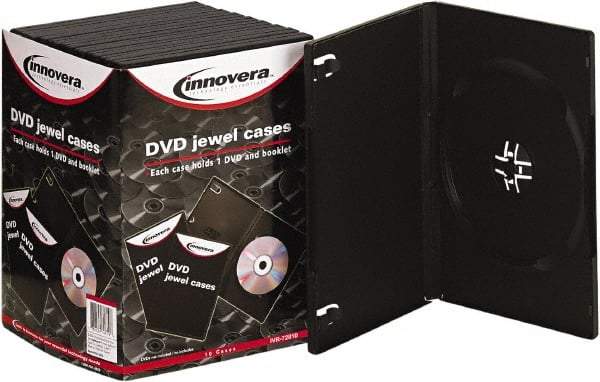 innovera - 1 Compartment, 5-3/8 Inch Wide x 1/2 Inch Deep x 7-1/2 Inch High, DVD Case - Plastic, Black - Strong Tooling