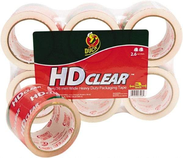 Duck - 3" x 55 Yd Clear Acrylic Adhesive Packaging Tape - Polypropylene Film Backing, 2.6 mil Thick, 31 Lb Tensile Strength, Series DUC - Strong Tooling