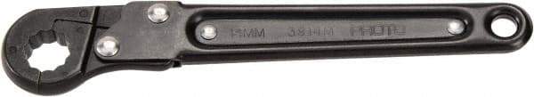 Proto - 19mm, Black Finish, Ratcheting Flare Nut Wrench - 12 Points, 7-1/4" OAL, Steel, Single End Head - Strong Tooling