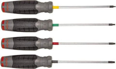 Proto - 4 Piece Square Screwdriver Set - Round Shank, Quad-Lobular Four-Sided Handle - Strong Tooling