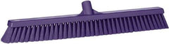 Vikan - 24" Fine Particle Synthetic Push Broom - 2" Bristle Length, Plastic Block, European Threaded Handle Connection - Strong Tooling