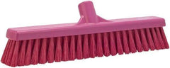 Vikan - 16" Fine Particle Synthetic Push Broom - 2" Bristle Length, Plastic Block, European Threaded Handle Connection - Strong Tooling