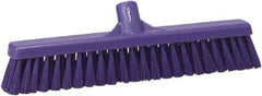 Vikan - 16" Fine Particle Synthetic Push Broom - 2" Bristle Length, Plastic Block, European Threaded Handle Connection - Strong Tooling