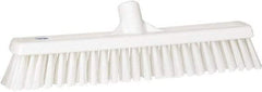 Vikan - 16" Fine Particle Synthetic Push Broom - 2" Bristle Length, Plastic Block, European Threaded Handle Connection - Strong Tooling