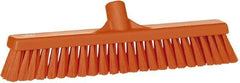 Vikan - 16" Fine Particle Synthetic Push Broom - 2" Bristle Length, Plastic Block, European Threaded Handle Connection - Strong Tooling