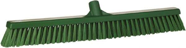 Vikan - 24" Combo Duty Synthetic Push Broom - 2" Bristle Length, Plastic Block, European Threaded Handle Connection - Strong Tooling